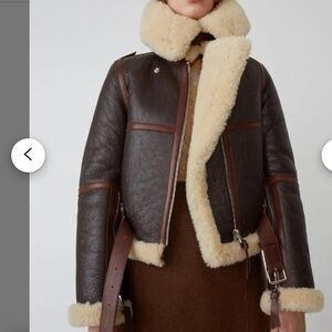 Real Shearling Fur Bomber Aviator Coat